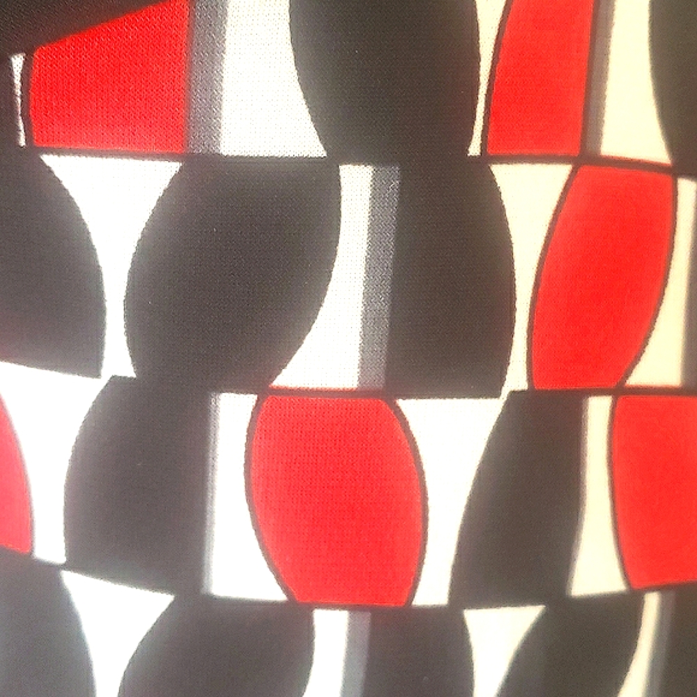 💐 Vintage 90s Forever 21 Geometric Strapless Dress Black Red Belted Slinky M - Picture 7 of 10